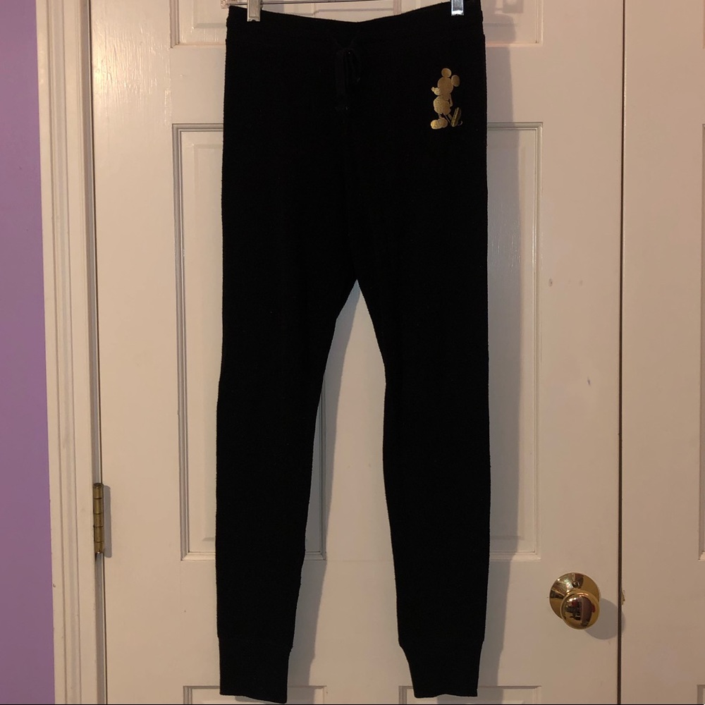 Black Joggers With Gold Mickey Mouse